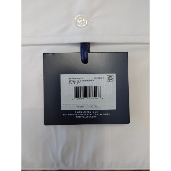Ralph Lauren Organic Cotton Percale Palmer Full Flat NWT White/Sand Dune (004) - Picture 3 of 4